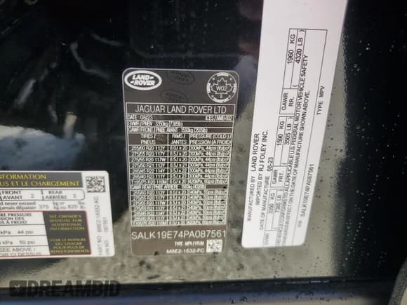 ✅ 2023 Land Rover Range Rover Autobiography • VIN: SALK19E74PA087561 • Лот: 68192405. Опубликован ранее на Copart с пробегом 6 618 миль. Бесплатный доступ к архиву аукционных продаж из США и подробный отчёт об истории автомобиля на DreamBid. Изображение 13.