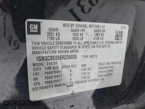 ✅ 2014 Chevrolet Tahoe LT • VIN: 1GNSCBE03ER236835 • Лот: 43563149. Опубликован ранее на IAAI с пробегом 210 260 миль. Бесплатный доступ к архиву аукционных продаж из США и подробный отчёт об истории автомобиля на DreamBid. Изображение 9.