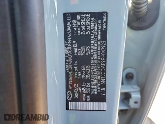 ✅ 2023 Hyundai Santa Cruz SEL • VIN: 5NTJCDAE9PH042923 • Лот: 95126355. Опубликован ранее на Copart с пробегом 31 752 миль. Бесплатный доступ к архиву аукционных продаж из США и подробный отчёт об истории автомобиля на DreamBid. Изображение 12.