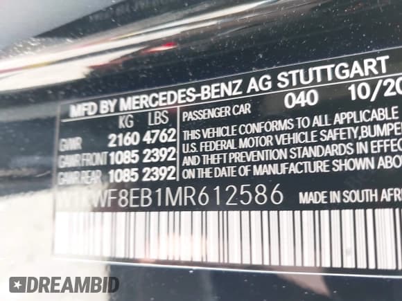 ✅ 2021 Mercedes-Benz C 300 • VIN: W1KWF8EB1MR612586 • Lot: 42677062. Wystawiony na IAAI z przebiegiem 35 240 mil. Bezpłatny archiwum sprzedaży aukcyjnych z USA i szczegółowy raport historii pojazdu na DreamBid. Zdjęcie 9.