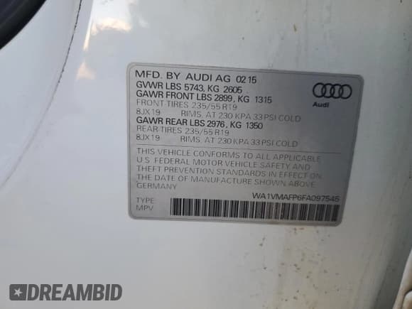 ✅ 2015 Audi Q5 Prestige • VIN: WA1VMAFP6FA097545 • Lot: 88049775. Listed on Copart with 177,582 mi. Free auction sales archive from the USA and detailed vehicle history report at DreamBid. Image 12.