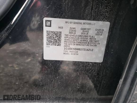 ✅ 2018 Chevrolet Cruze LT • VIN: 1G1BE5SM8J7214212 • Lot: 72796892. Wystawiony na Copart z przebiegiem 36 567 mil mil. Skorzystaj z bezpłatnego archiwum sprzedaży aukcyjnych z USA i zobacz szczegółowy raport historii pojazdu na DreamBid. Zdjęcie 14.