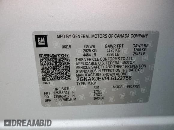 ✅ 2020 Chevrolet Equinox LT • VIN: 2GNAXJEV9L6122756 • Лот: 82844004. Опубликован ранее на Copart с пробегом 76 634 миль. Бесплатный доступ к архиву аукционных продаж из США и подробный отчёт об истории автомобиля на DreamBid. Изображение 15.