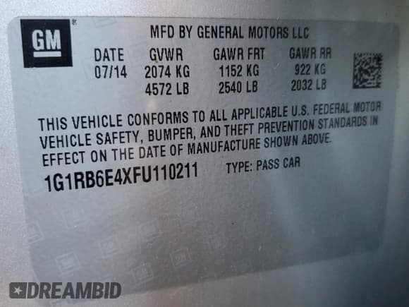 ✅ 2015 Chevrolet Volt • VIN: 1G1RB6E4XFU110211 • Lot: 80226824. Wystawiony na Copart z przebiegiem 46 889 mil. Bezpłatny archiwum sprzedaży aukcyjnych z USA i szczegółowy raport historii pojazdu na DreamBid. Zdjęcie 13.