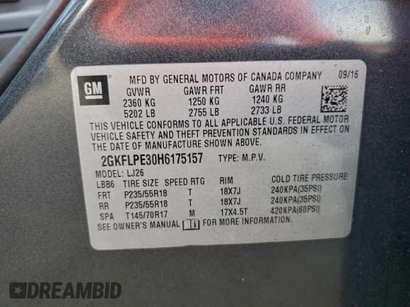 ✅ 2017 GMC Terrain SLT • VIN: 2GKFLPE30H6175157 • Lot: 94900425. Listed on Copart with 101,355 mi. Free auction sales archive from the USA and detailed vehicle history report at DreamBid. Image 13.