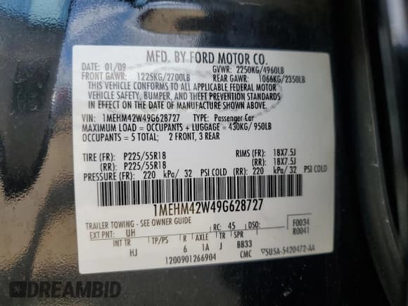 ✅ 2009 Mercury Sable Premier • VIN: 1MEHM42W49G628727 • Лот: 67761295. Опубликован ранее на Copart с пробегом 102 359 миль. Бесплатный доступ к архиву аукционных продаж из США и подробный отчёт об истории автомобиля на DreamBid. Изображение 12.