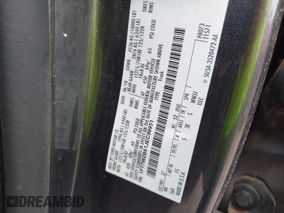 ✅ 2018 Ford F-250 XL • VIN: 1FT7W2B61JEC99951 • Lot: 42076634. Listed on IAAI with 107,900 mi. Free auction sales archive from the USA and detailed vehicle history report at DreamBid. Image 9.