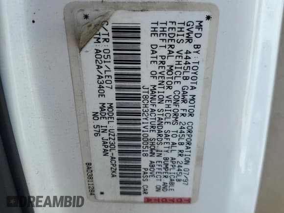 ✅ 1997 Lexus SC 400 • VIN: JT8CH32Y1V1000518 • Lot: 53190495. Wystawiony na Copart z przebiegiem 245 085 mil. Bezpłatny archiwum sprzedaży aukcyjnych z USA i szczegółowy raport historii pojazdu na DreamBid. Zdjęcie 12.