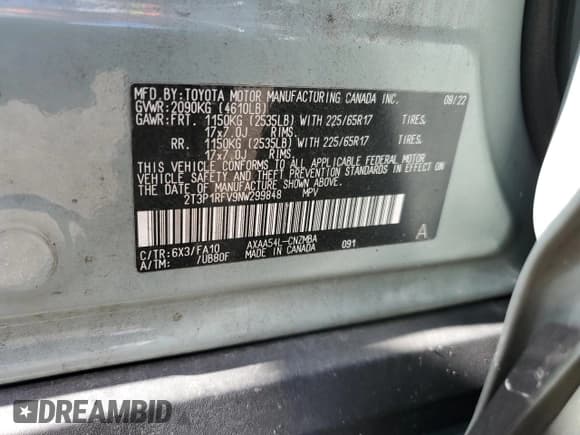 ✅ 2022 Toyota RAV4 XLE • VIN: 2T3P1RFV9NW299848 • Lot: 86168255. Wystawiony na Copart z przebiegiem 84 782 mil. Bezpłatny archiwum sprzedaży aukcyjnych z USA i szczegółowy raport historii pojazdu na DreamBid. Zdjęcie 13.