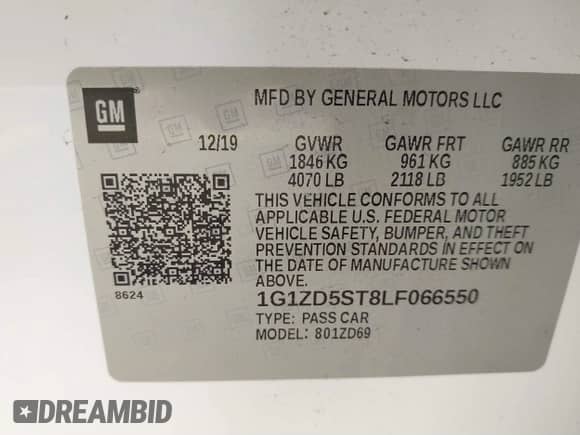 2020 Chevrolet Malibu LT с VIN 1G1ZD5ST8LF066550, выставлен на аукционе IAAI как лот 41811404 с пробегом Не указан миль и . История ставок и продаж доступна на DreamBid. Изображение 9.