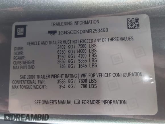 ✅ 2021 Chevrolet Suburban RST • VIN: 1GNSCEKD0MR253468 • Lot: 41459452. Listed on IAAI with 36,005 mi. Free auction sales archive from the USA and detailed vehicle history report at DreamBid. Image 9.