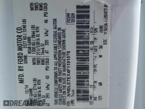 ✅ 2015 Ford Transit Connect • VIN: NM0LE7EX4F1191578 • Lot: 63428285. Listed on Copart with 207,588 mi. Free auction sales archive from the USA and detailed vehicle history report at DreamBid. Image 13.