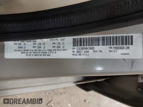 ✅ 2008 Chrysler Sebring • VIN: 1C3LD66MX8N128425 • Lot: 43270944. Listed on IAAI with Not provided. Free auction sales archive from the USA and detailed vehicle history report at DreamBid. Image 9.