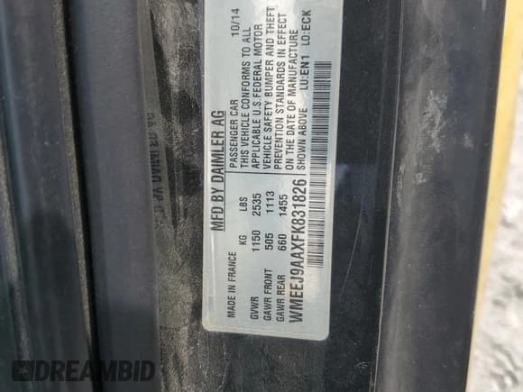 ✅ 2015 Smart fortwo Passion • VIN: WMEEJ9AAXFK831826 • Lot: 70655225. Listed on Copart with Not provided. Free auction sales archive from the USA and detailed vehicle history report at DreamBid. Image 12.