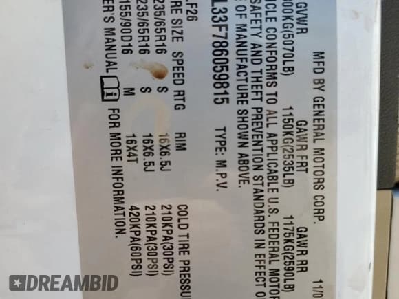 ✅ 2008 Chevrolet Equinox LT • VIN: 2CNDL33F786059815 • Лот: 50622665. Опубликован ранее на Copart с пробегом 81 636 миль. Бесплатный доступ к архиву аукционных продаж из США и подробный отчёт об истории автомобиля на DreamBid. Изображение 14.