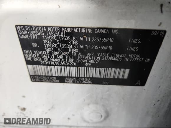 ✅ 2018 Toyota RAV4 Limited • VIN: 2T3YFREV6JW504270 • Lot: 82733045. Wystawiony na Copart z przebiegiem 109 257 mil. Bezpłatny archiwum sprzedaży aukcyjnych z USA i szczegółowy raport historii pojazdu na DreamBid. Zdjęcie 14.