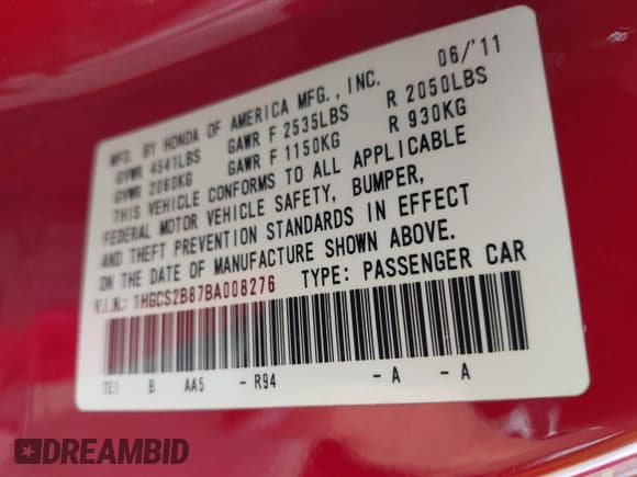 ✅ 2011 Honda Accord EX-L • VIN: 1HGCS2B87BA008276 • Lot: 42919873. Wystawiony na IAAI z przebiegiem 149 710 mil. Bezpłatny archiwum sprzedaży aukcyjnych z USA i szczegółowy raport historii pojazdu na DreamBid. Zdjęcie 9.