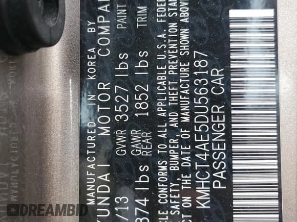 ✅ 2013 Hyundai Accent GLS • VIN: KMHCT4AE5DU563187 • Lot: 73737274. Wystawiony na Copart z przebiegiem 244 250 mil. Bezpłatny archiwum sprzedaży aukcyjnych z USA i szczegółowy raport historii pojazdu na DreamBid. Zdjęcie 12.