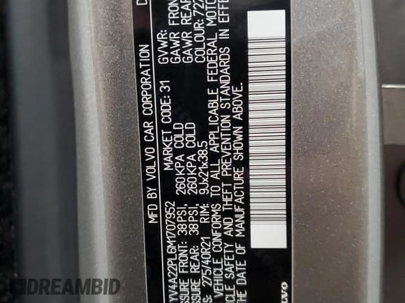 ✅ 2021 Volvo XC90 Inscription • VIN: YV4A22PL6M1707952 • Lot: 91293485. Listed on Copart with 84,171 mi. Free auction sales archive from the USA and detailed vehicle history report at DreamBid. Image 13.