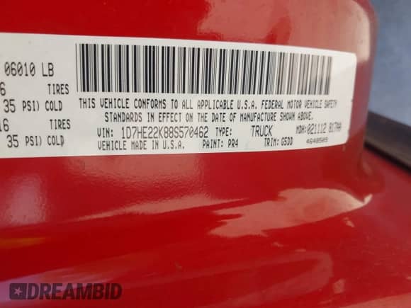 2008 Dodge Dakota ST with VIN 1D7HE22K88S570462, listed as a IAAI auction lot 43153984 with 156,718 mi miles and . Bid and sale history available at DreamBid. Image 9.