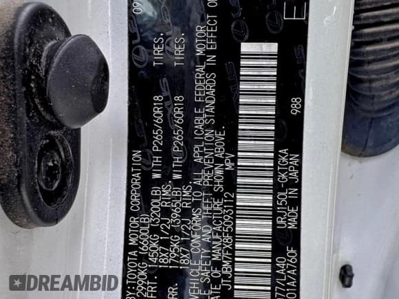 ✅ 2015 Lexus GX 460 • VIN: JTJBM7FX8F5093112 • Lot: 97119075. Listed on Copart with 150,394 mi. Free auction sales archive from the USA and detailed vehicle history report at DreamBid. Image 10.