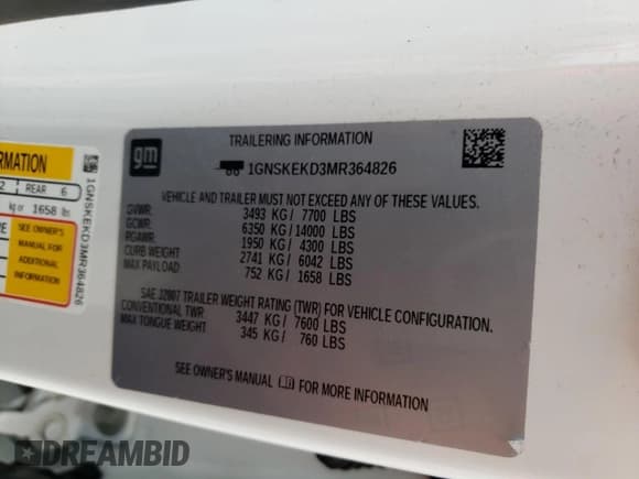 ✅ 2021 Chevrolet Suburban RST • VIN: 1GNSKEKD3MR364826 • Lot: 58685924. Wystawiony na Copart z przebiegiem 73 703 mil. Bezpłatny archiwum sprzedaży aukcyjnych z USA i szczegółowy raport historii pojazdu na DreamBid. Zdjęcie 15.