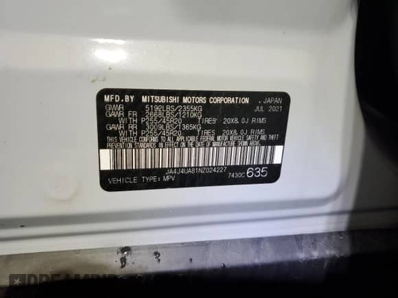 2022 Mitsubishi Outlander SE с VIN JA4J4UA81NZ024227, выставлен на аукционе Copart как лот 87088915 с пробегом 35 679 миль миль и Списание • Salvage title. История ставок и продаж доступна на DreamBid. Изображение 14.