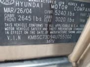 ✅ 2004 Hyundai Santa Fe GLS • VIN: KM8SC73D94U755102 • Lot: 43566404. Listed on IAAI with 202,091 mi. Free auction sales archive from the USA and detailed vehicle history report at DreamBid. Image 9.