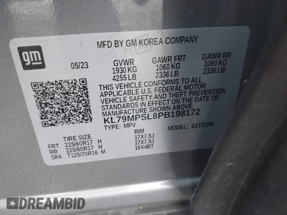 ✅ 2023 Chevrolet TrailBlazer LT • VIN: KL79MPSL8PB198172 • Лот: 43698744. Опубликован ранее на IAAI с пробегом 37 854 миль. Бесплатный доступ к архиву аукционных продаж из США и подробный отчёт об истории автомобиля на DreamBid. Изображение 9.