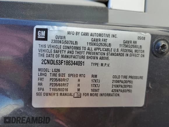 ✅ 2008 Chevrolet Equinox LT • VIN: 2CNDL63F186344091 • Лот: 52506795. Опубликован ранее на Copart с пробегом 160 299 миль. Бесплатный доступ к архиву аукционных продаж из США и подробный отчёт об истории автомобиля на DreamBid. Изображение 13.