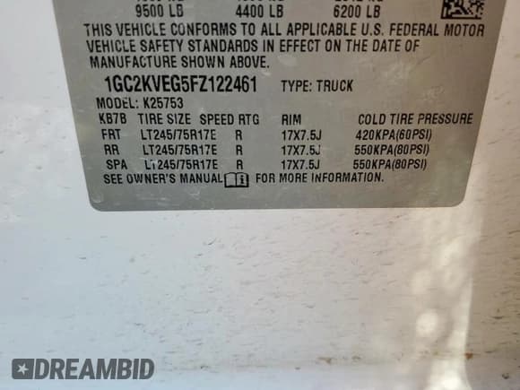 ✅ 2015 Chevrolet Silverado 2500HD LT • VIN: 1GC2KVEG5FZ122461 • Lot: 66639795. Wystawiony na Copart z przebiegiem 222 057 mil. Bezpłatny archiwum sprzedaży aukcyjnych z USA i szczegółowy raport historii pojazdu na DreamBid. Zdjęcie 13.