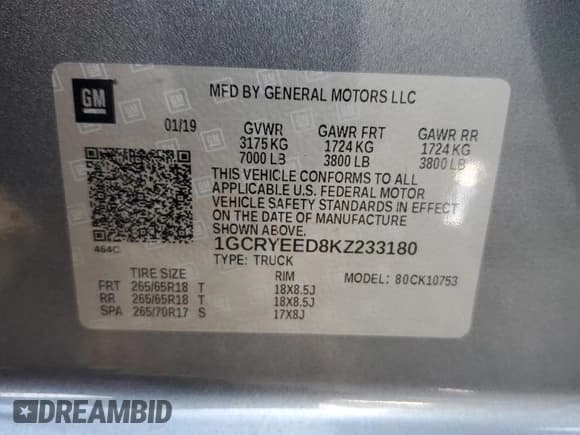 ✅ 2019 Chevrolet Silverado 1500 RST • VIN: 1GCRYEED8KZ233180 • Лот: 82754775. Опубликован ранее на Copart с пробегом 66 513 миль. Бесплатный доступ к архиву аукционных продаж из США и подробный отчёт об истории автомобиля на DreamBid. Изображение 13.
