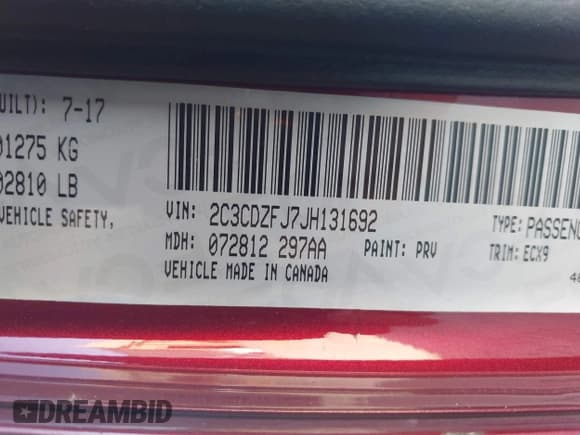 ✅ 2018 Dodge Challenger R/T Scat Pack • VIN: 2C3CDZFJ7JH131692 • Lot: 43571256. Listed on IAAI with 88,166 mi. Free auction sales archive from the USA and detailed vehicle history report at DreamBid. Image 9.