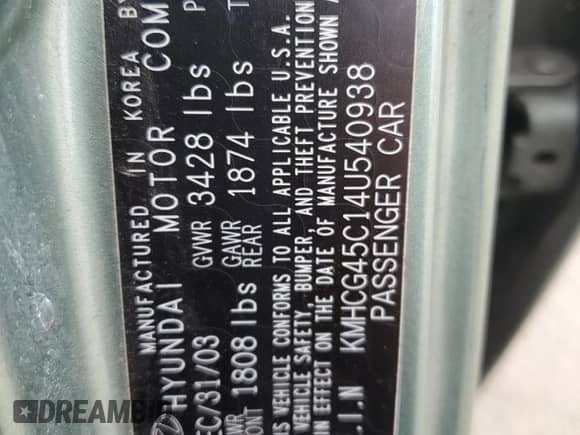 2004 Hyundai Accent GL с VIN KMHCG45C14U540938, выставлен на аукционе Copart как лот 46701935 с пробегом 71 891 миль миль и Списание • Salvage title. История ставок и продаж доступна на DreamBid. Изображение 12.