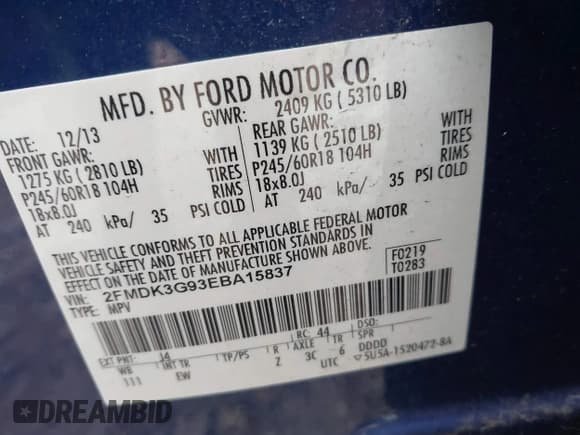 ✅ 2014 Ford Edge SE • VIN: 2FMDK3G93EBA15837 • Lot: 42253550. Wystawiony na IAAI z przebiegiem 135 912 mil. Bezpłatny archiwum sprzedaży aukcyjnych z USA i szczegółowy raport historii pojazdu na DreamBid. Zdjęcie 9.