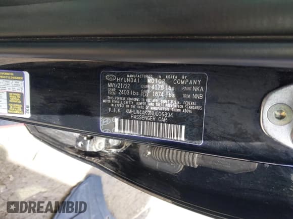 ✅ 2022 Hyundai Elantra • VIN: KMHLW4AK9NU006894 • Лот: 41741696. Опубликован ранее на IAAI с пробегом 29 948 миль. Бесплатный доступ к архиву аукционных продаж из США и подробный отчёт об истории автомобиля на DreamBid. Изображение 9.