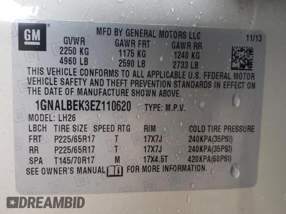 ✅ 2014 Chevrolet Equinox LT • VIN: 1GNALBEK3EZ110620 • Лот: 49690514. Опубликован ранее на Copart с пробегом 123 058 миль. Бесплатный доступ к архиву аукционных продаж из США и подробный отчёт об истории автомобиля на DreamBid. Изображение 12.