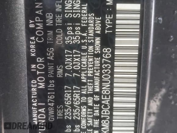 ✅ 2022 Hyundai Tucson Preferred • VIN: KM8JBCAE8NU033768 • Lot: 85460494. Wystawiony na Copart z przebiegiem 32 276 mil. Bezpłatny archiwum sprzedaży aukcyjnych z USA i szczegółowy raport historii pojazdu na DreamBid. Zdjęcie 13.