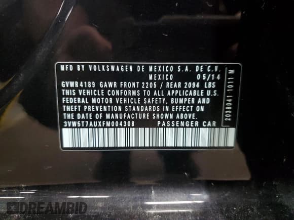 ✅ 2015 Volkswagen Golf GTI S • VIN: 3VW5T7AUXFM004308 • Lot: 90780715. Listed on Copart with 112,489 mi. Free auction sales archive from the USA and detailed vehicle history report at DreamBid. Image 12.