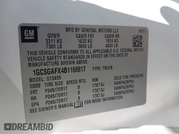 ✅ 2011 Chevrolet Express Cargo • VIN: 1GCSGAFX4B1168817 • Lot: 42650299. Listed on IAAI with 255,483 mi. Free auction sales archive from the USA and detailed vehicle history report at DreamBid. Image 9.