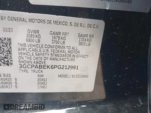 ✅ 2023 Chevrolet Silverado 1500 Custom • VIN: 3GCPABEK6PG212991 • Lot: 42938666. Wystawiony na IAAI z przebiegiem 68 960 mil. Bezpłatny archiwum sprzedaży aukcyjnych z USA i szczegółowy raport historii pojazdu na DreamBid. Zdjęcie 9.