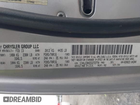 ✅ 2013 Jeep Compass Sport • VIN: 1C4NJCBA2DD272770 • Lot: 43568290. Wystawiony na IAAI z przebiegiem 289 700 mil. Bezpłatny archiwum sprzedaży aukcyjnych z USA i szczegółowy raport historii pojazdu na DreamBid. Zdjęcie 9.