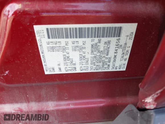 ✅ 2021 Nissan Rogue SV • VIN: 5N1AT3BA9MC841656 • Лот: 43136729. Опубликован ранее на IAAI с пробегом 63 137 миль. Бесплатный доступ к архиву аукционных продаж из США и подробный отчёт об истории автомобиля на DreamBid. Изображение 9.