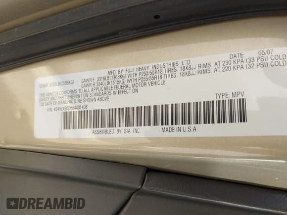 ✅ 2008 Subaru Tribeca Limited • VIN: 4S4WX90D684401498 • Лот: 43506498. Опубликован ранее на IAAI с пробегом 174 909 миль. Бесплатный доступ к архиву аукционных продаж из США и подробный отчёт об истории автомобиля на DreamBid. Изображение 9.