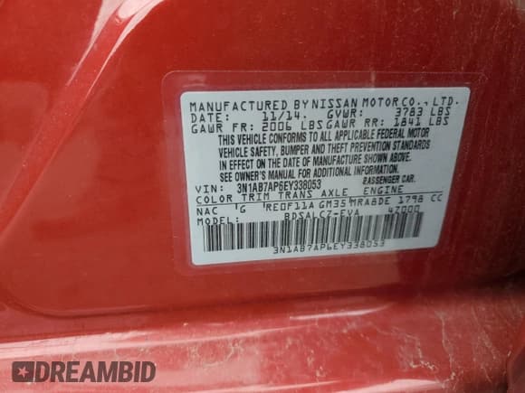 ✅ 2014 Nissan Sentra SV • VIN: 3N1AB7AP6EY338053 • Lot: 71772285. Wystawiony na Copart z przebiegiem 102 742 mil. Bezpłatny archiwum sprzedaży aukcyjnych z USA i szczegółowy raport historii pojazdu na DreamBid. Zdjęcie 12.