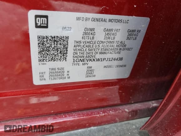 ✅ 2023 Chevrolet Traverse Premier • VIN: 1GNEVKKW1PJ124438 • Lot: 69772074. Wystawiony na Copart z przebiegiem 40 057 mil. Bezpłatny archiwum sprzedaży aukcyjnych z USA i szczegółowy raport historii pojazdu na DreamBid. Zdjęcie 15.