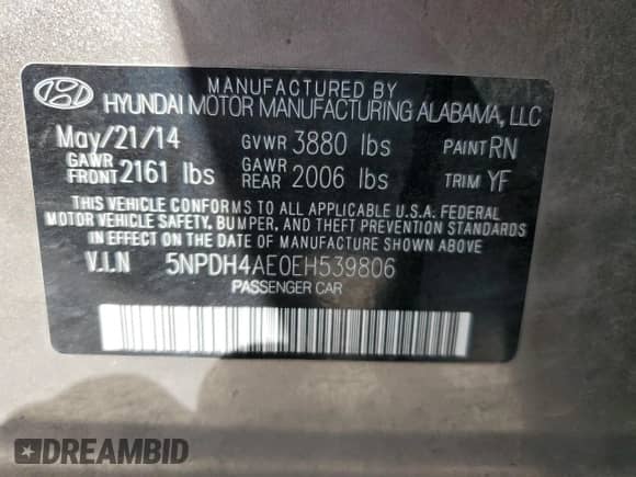 2014 Hyundai Elantra SE с VIN 5NPDH4AE0EH539806, выставлен на аукционе Copart как лот 82485025 с пробегом 89 018 миль миль и Списание • Salvage title. История ставок и продаж доступна на DreamBid. Изображение 13.