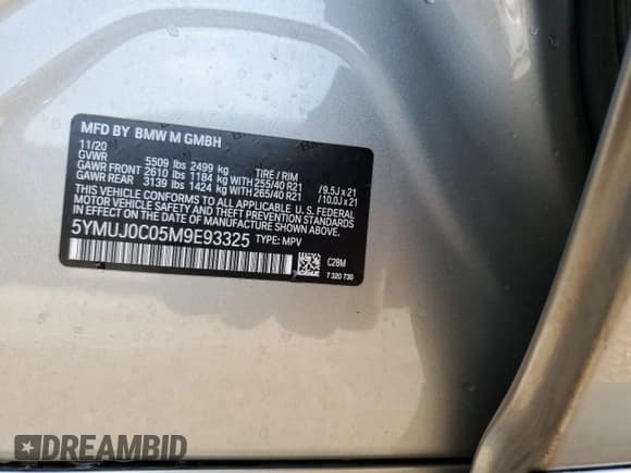 ✅ 2021 BMW X4 M • VIN: 5YMUJ0C05M9E93325 • Лот: 59759815. Опубликован ранее на Copart с пробегом 38 044 миль. Бесплатный доступ к архиву аукционных продаж из США и подробный отчёт об истории автомобиля на DreamBid. Изображение 12.