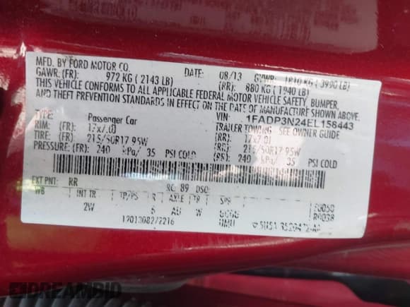 ✅ 2014 Ford Focus Titanium • VIN: 1FADP3N24EL158443 • Lot: 42801477. Listed on IAAI with 116,859 mi. Free auction sales archive from the USA and detailed vehicle history report at DreamBid. Image 9.