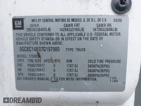 2007 Chevrolet Silverado 1500 Work Truck z VIN 3GCEC14X07G197980, wystawiony jako IAAI lot #43411931 z przebiegiem 85 505 mil mil oraz . Historia ofert i sprzedaży dostępna na DreamBid. Obrazek 9.